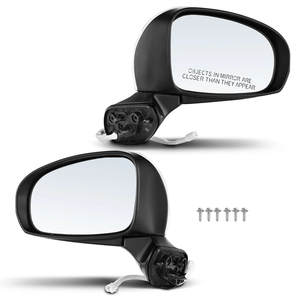 Driver & Passenger Mirror, with Heating, Power Adjustment, Manual Folding, White & Black A-Premium APMI117