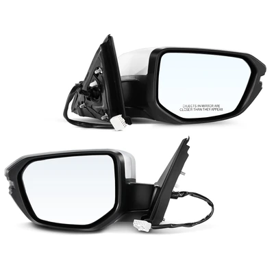 2 Pcs Driver & Passenger White Power Heated Mirror with 7-Pin