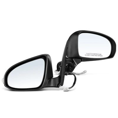 2 Pcs Driver & Passenger Black Power Heated Mirror with 7-Pin