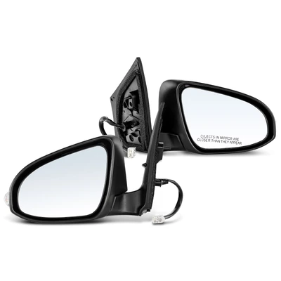2 Pcs Driver & Passenger White Power Heated Mirror with 7-Pin