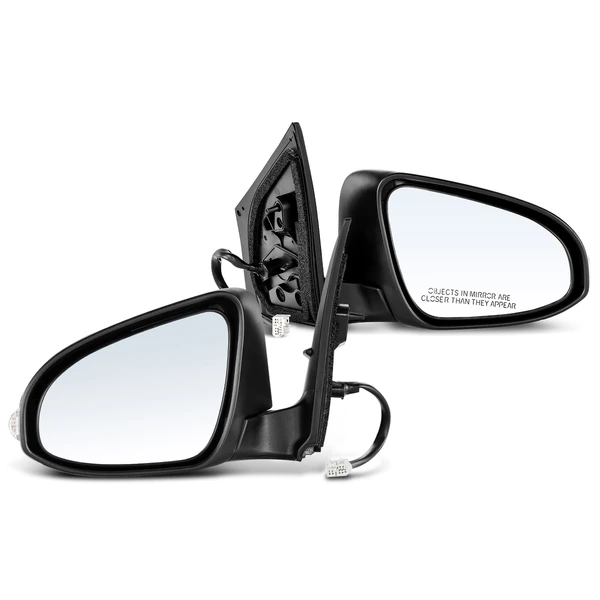 Driver & Passenger Mirror, with Heating, Power Adjustment, Manual Folding, White & Black A-Premium APMI315