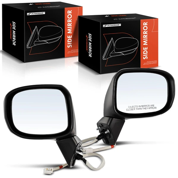 Driver & Passenger Mirror, Power Adjustment, Manual Folding, Black A-Premium APMI328