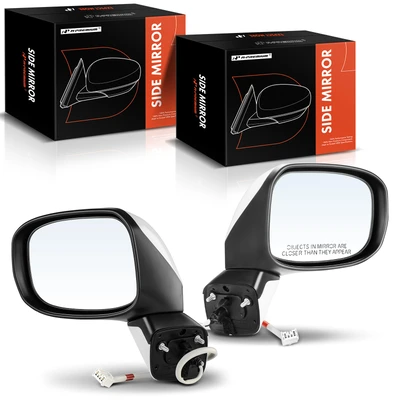 Driver & Passenger Mirror, Power Adjustment, Manual Folding, White & Black A-Premium APMI331