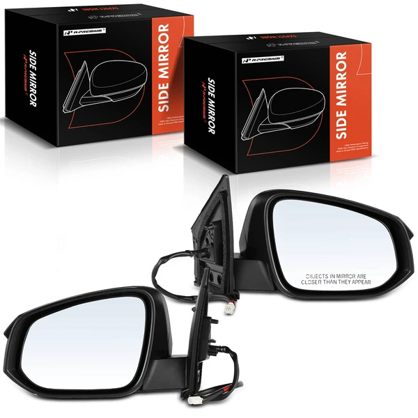 Driver & Passenger Mirror, Powered, Black A-Premium APMI306