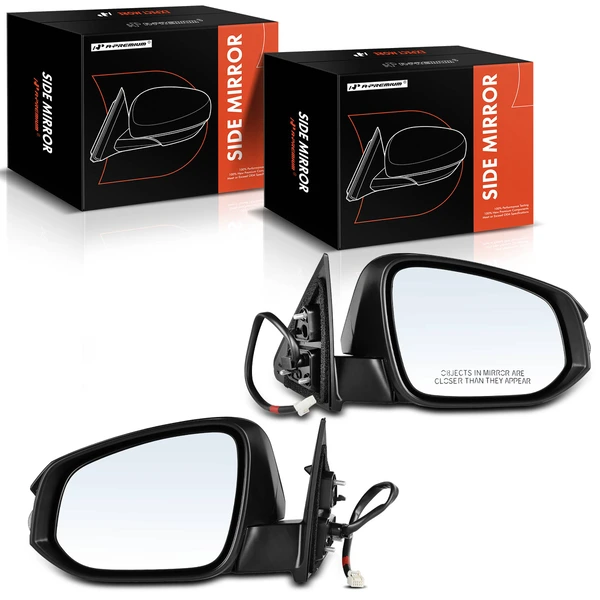 Driver & Passenger Mirror, with Heating, Power Adjustment, Manual Folding, Black A-Premium APMI307