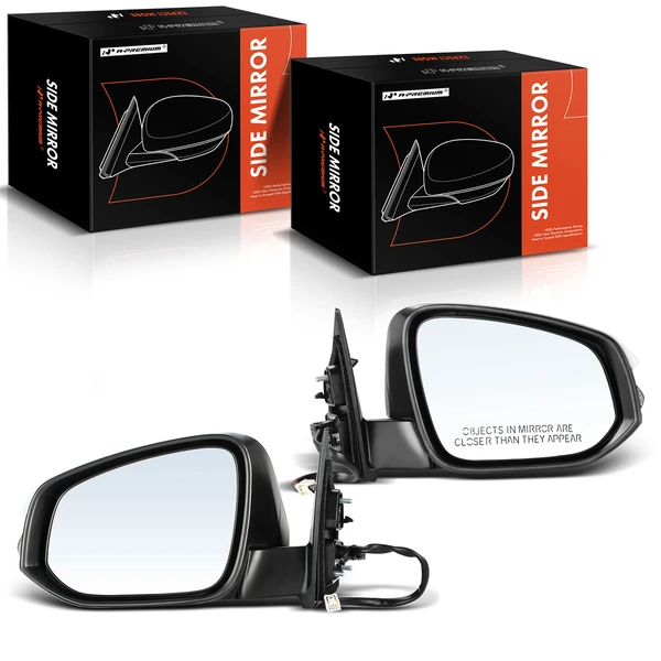 Driver & Passenger Mirror, with Heating, Power Adjustment, Manual Folding, White & Black A-Premium APMI308