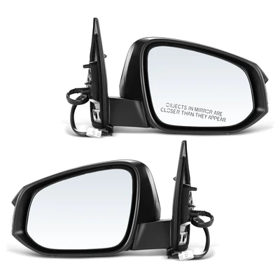 2 Pcs Driver & Passenger Black Power Heated Mirror with 7-Pin