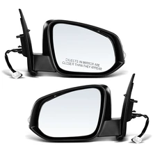 2 Pcs Driver & Passenger White Power Heated Mirror with 7-Pin