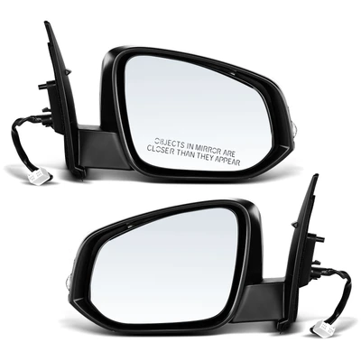 2 Pcs Driver & Passenger White Power Heated Mirror with 7-Pin