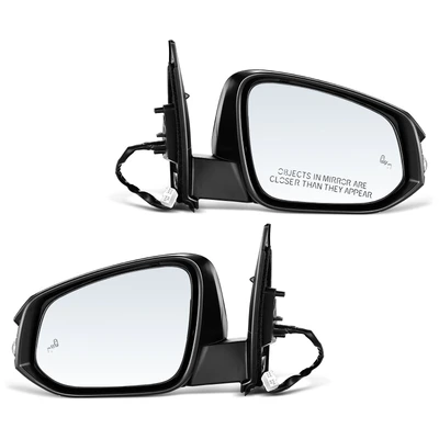 2 Pcs Driver & Passenger Black Power Heated Mirror with 8-Pin
