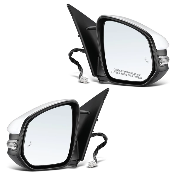 Driver & Passenger Mirror, with Heating, Power Adjustment, Manual Folding, White & Black A-Premium APMI096
