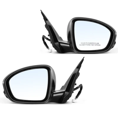 2 Pcs Driver & Passenger Black Power Heated Mirror with 6-Pin