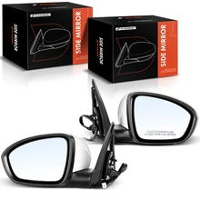 2 Pcs Driver & Passenger White Manual Folding Mirror with 3-Pin