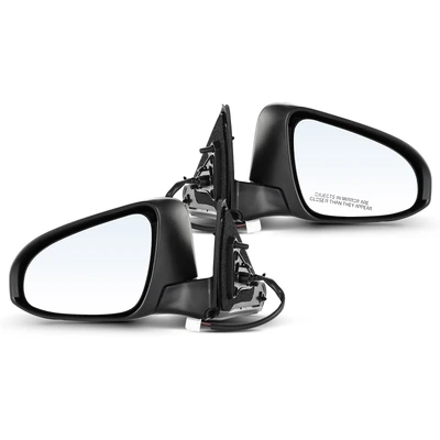 2 Pcs Driver & Passenger White Power Heated Mirror with 5-Pin