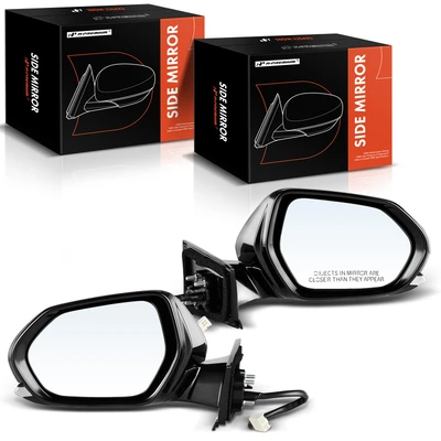 2 Pcs Driver & Passenger Black Power Heated Mirror with 6-Pin