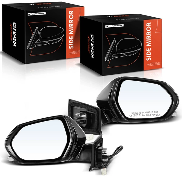 Driver & Passenger Mirror, with Heating, Power Adjustment, Manual Folding, White & Black A-Premium APMI309