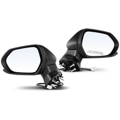 2 Pcs Driver & Passenger White Manual Folding Mirror with 3-Pin
