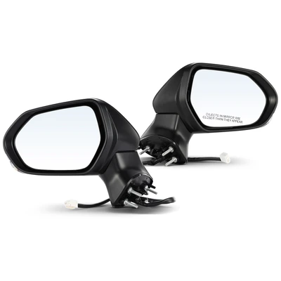 2 Pcs Driver & Passenger Black Power Heated Mirror with 6-Pin