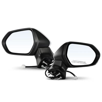 2 Pcs Driver & Passenger White Power Heated Mirror with 6-Pin