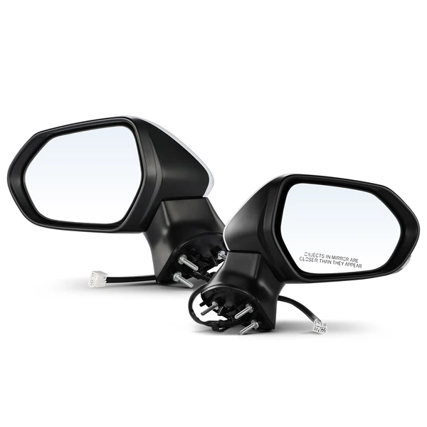 Driver & Passenger Mirror, with Heating, Power Adjustment, Manual Folding, White & Black A-Premium APMI100