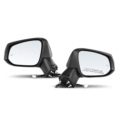 2 Pcs Driver & Passenger Black Power Heated Mirror with 8-Pin