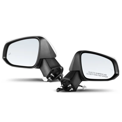 2 Pcs Driver & Passenger White Power Heated Mirror with 8-Pin