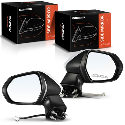 Driver & Passenger Mirror, with Heating, Power Adjustment, Manual Folding, White & Black A-Premium APMI105