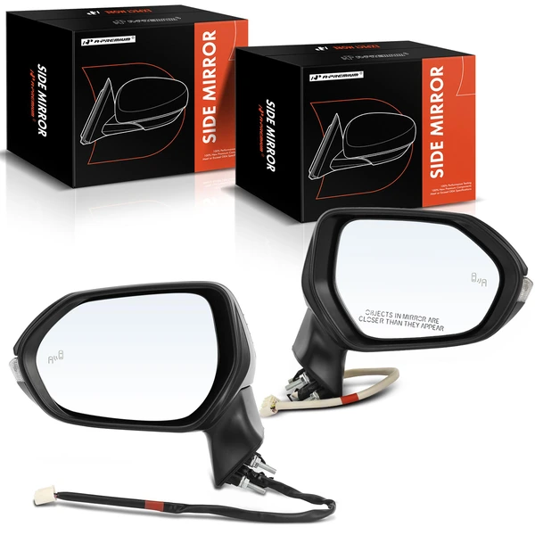 Driver & Passenger Mirror, with Heating, Power Adjustment, Manual Folding, Black A-Premium APMI886