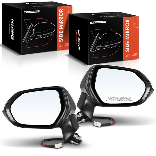 Driver & Passenger Mirror, Power Adjustment, Manual Folding, White & Black A-Premium APMI312