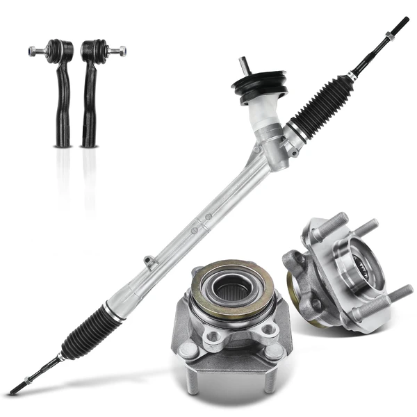 5 Pcs Rack and Pinion & Hub Bearing & Tie Rod End Kit for 2007-2012 Nissan Sentra