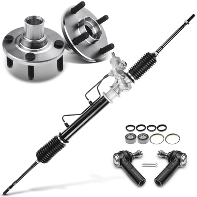 5 Pcs Rack and Pinion & Hub Bearing & Tie Rod End Kit