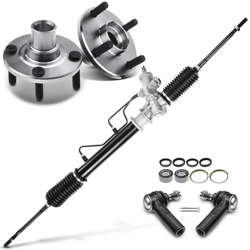 5 Pcs Rack and Pinion & Hub Bearing & Tie Rod End Kit for Toyota Corolla ChevyGeo