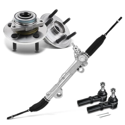 5 Pcs Rack and Pinion & Hub Bearing & Tie Rod End Kit
