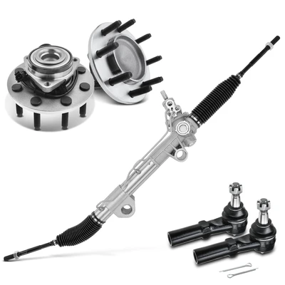 5 Pcs Rack and Pinion & Hub Bearing & Tie Rod End Kit