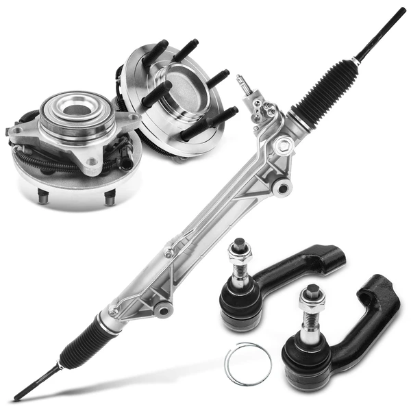 5 Pcs Rack and Pinion & Hub Bearing & Tie Rod End Kit for Ford F-150 2009-2010