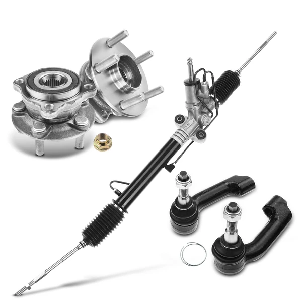 5 Pcs Rack and Pinion & Hub Bearing & Tie Rod End Kit for 2009-2010 Ford F-150