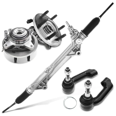 5 Pcs Rack and Pinion & Hub Bearing & Tie Rod End Kit