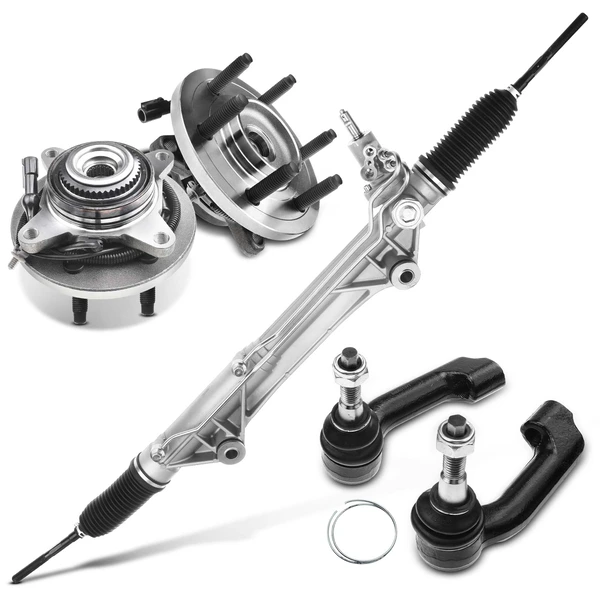 5 Pcs Rack and Pinion & Hub Bearing & Tie Rod End Kit for 2009-2010 Ford F-150