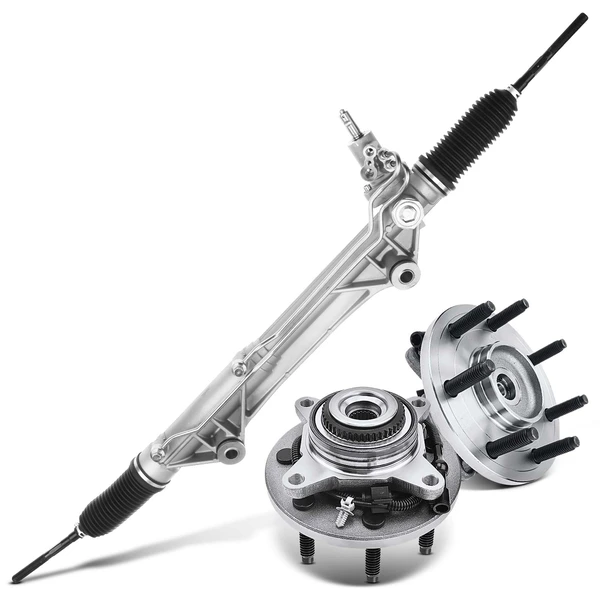 3 Pcs Rack and Pinion & Hub Bearing Kit for Ford F-150 2009-2010 4WD 7 Stud Hub