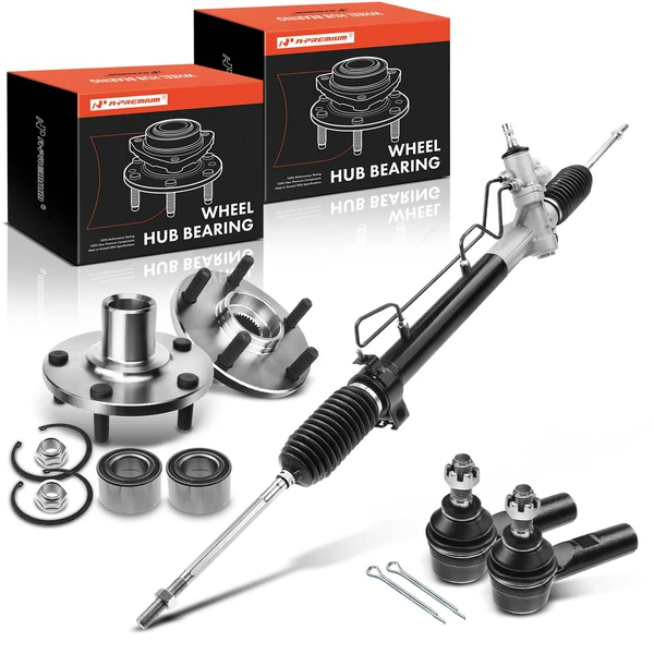 5 Pcs Rack and Pinion & Hub Bearing & Tie Rod End Kit for Toyota Sienna 2000-2003 3.0L