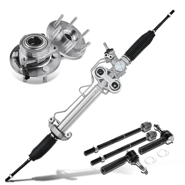 7 Pcs Rack and Pinion & Hub Bearing & Tie Rod End Kit for 2007-2013 Chevrolet Avalanche