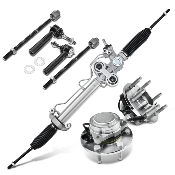 7 Pcs Rack and Pinion & Hub Bearing & Tie Rod End Kit for 2007-2013 Chevrolet Avalanche