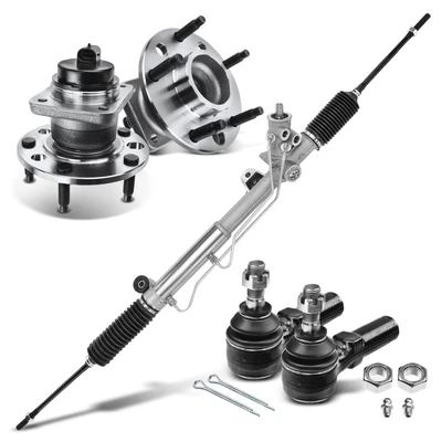 5 Pcs Rack and Pinion & Hub Bearing & Tie Rod End Kit