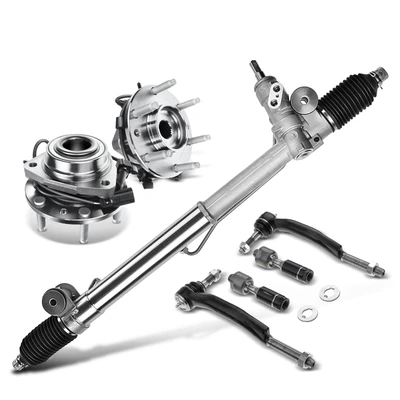7 Pcs Rack and Pinion & Hub Bearing & Tie Rod End Kit