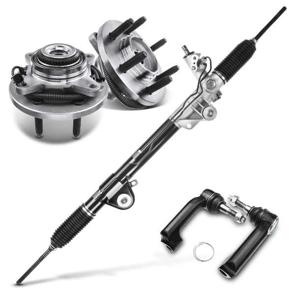 5 Pcs Rack and Pinion & Hub Bearing & Tie Rod End Kit for 2011-2014 Ford F-150