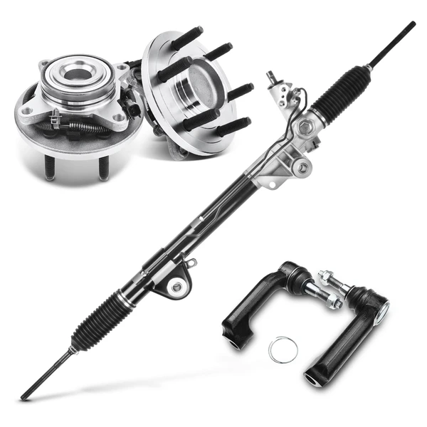 5 Pcs Rack and Pinion & Hub Bearing & Tie Rod End Kit for 2011-2014 Ford F-150