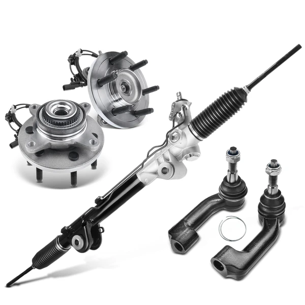 5 Pcs Rack and Pinion & Hub Bearing & Tie Rod End Kit for Ford F-150 2011-2014 Lincoln
