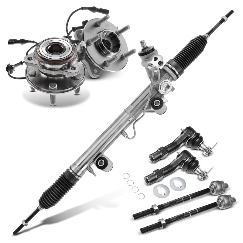 7 Pcs Rack and Pinion & Hub Bearing & Tie Rod End Kit for Ford Explorer 1998-2001