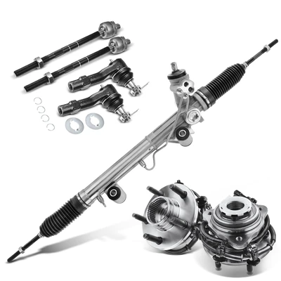 7 Pcs Rack and Pinion & Hub Bearing & Tie Rod End Kit