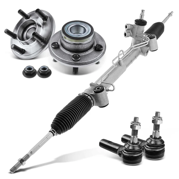 5 Pcs Rack and Pinion & Hub Bearing & Tie Rod End Kit for Chrysler 300 Dodge Charger